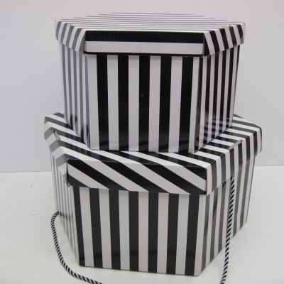 hatboxes black/white stripe